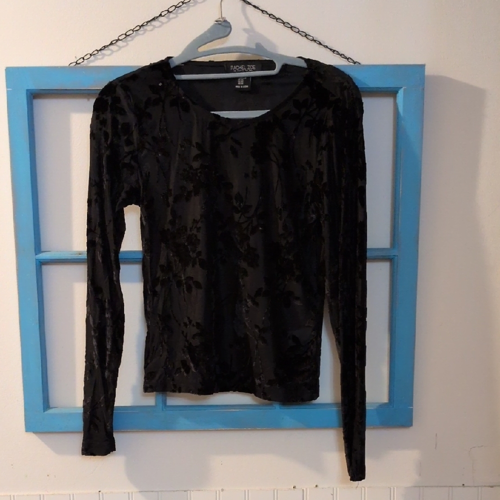 Rachel Zoe Black Floral Long Sleeve Top